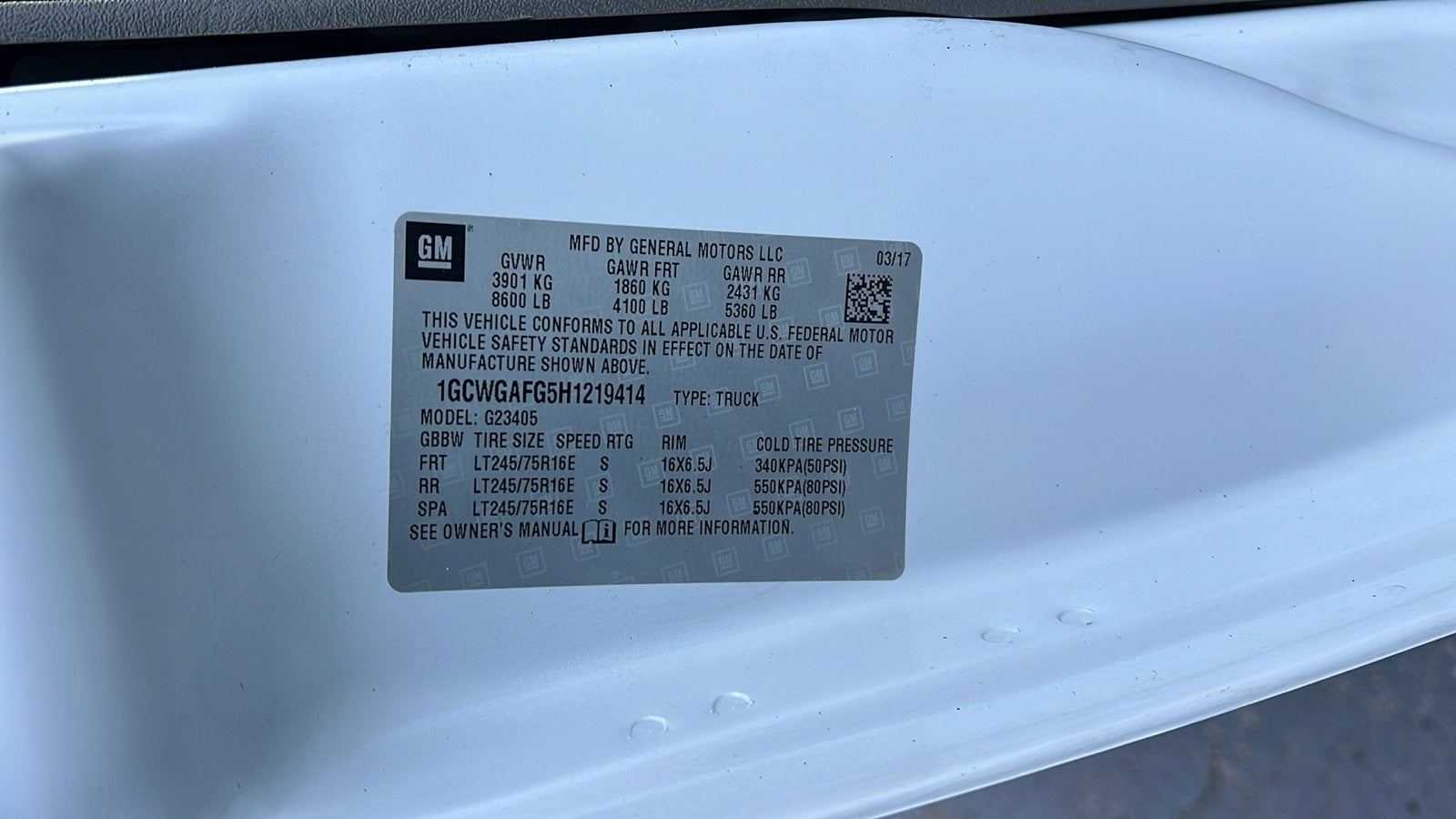 2017 Chevrolet Express Cargo 2500 CARGO